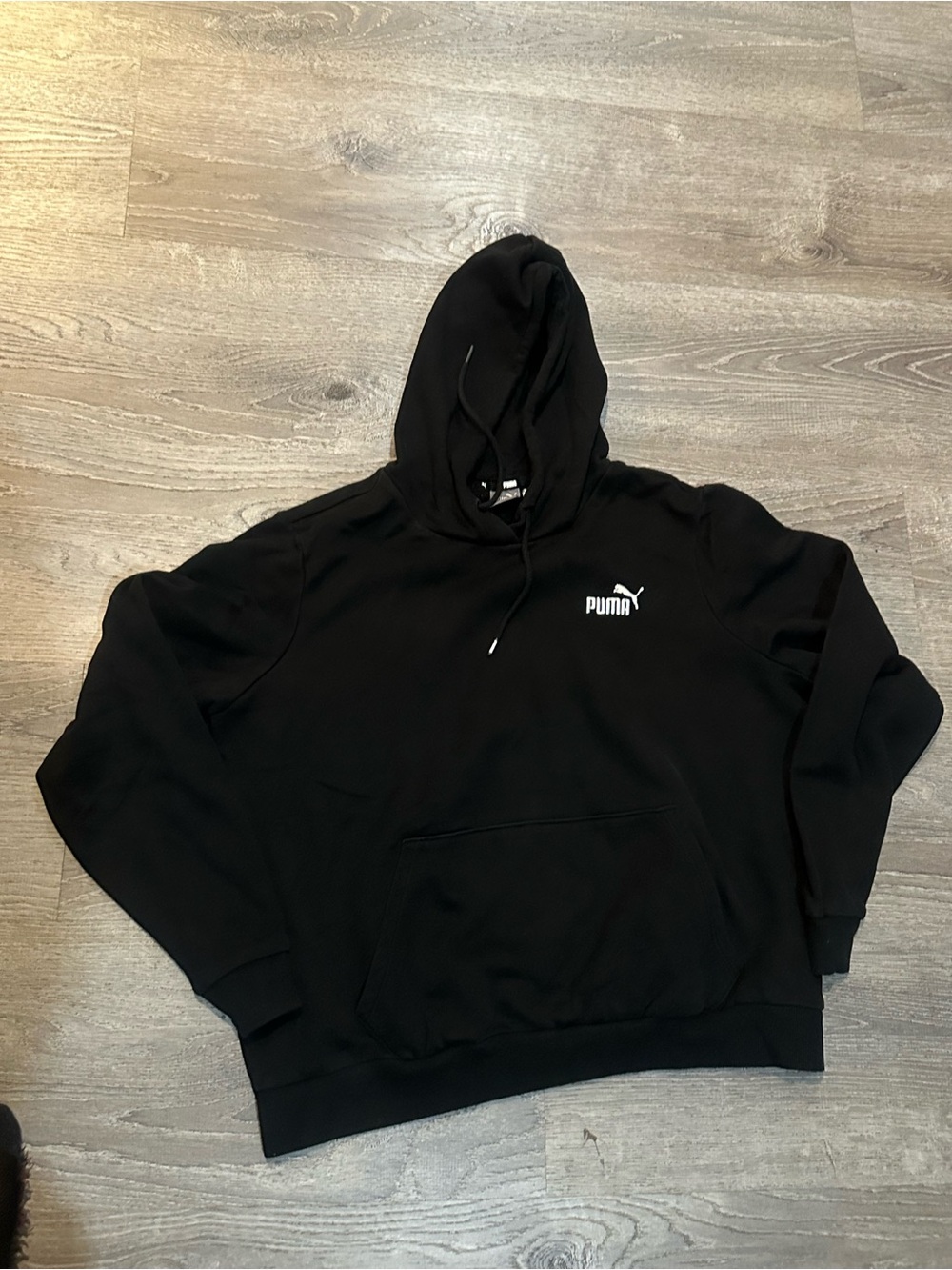 PUMA Women’s Essentials+ Embroidery Hoodie Black Fleece Pullover Sweatshirt